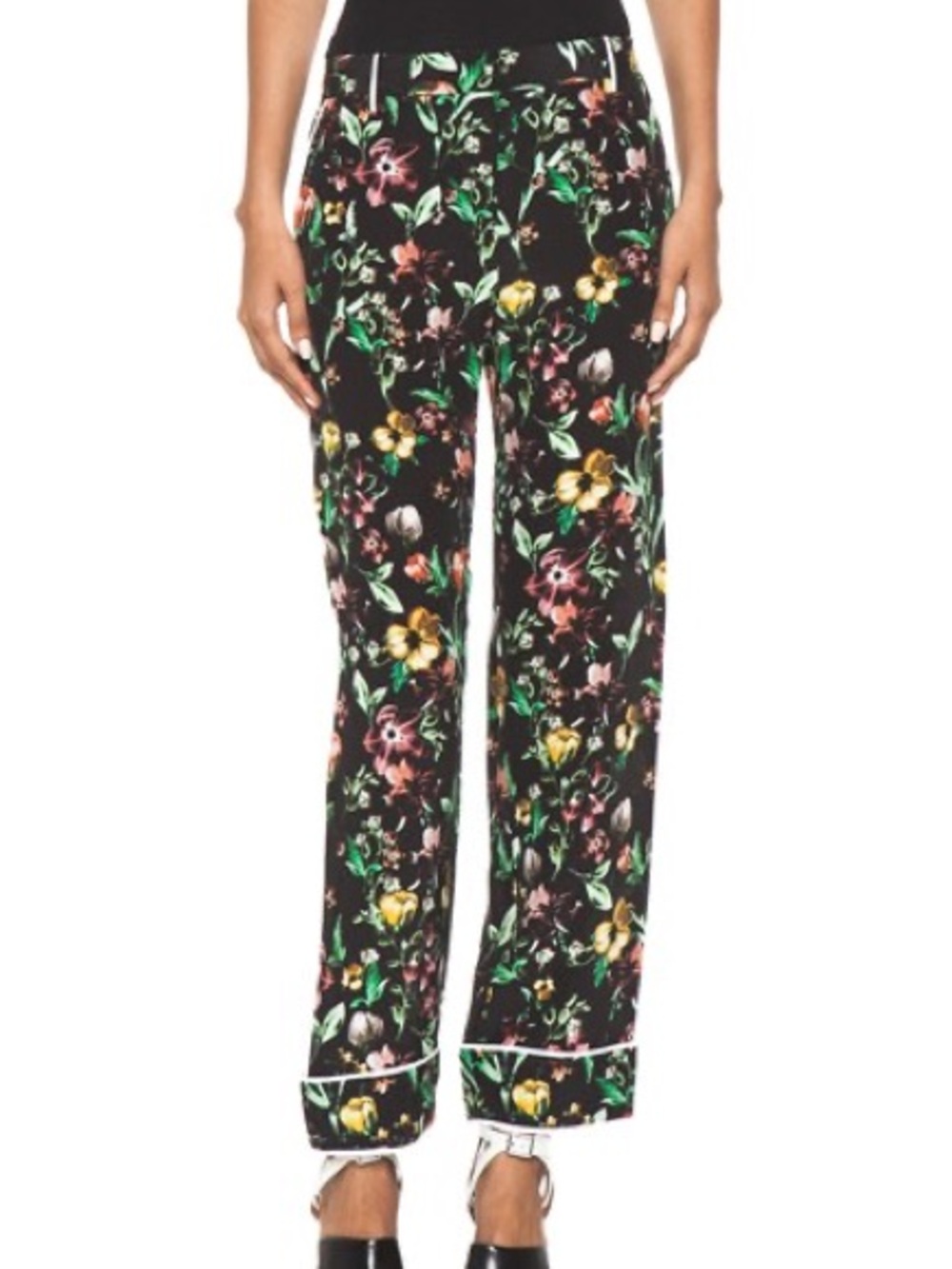 3.1 Phillip Lim black floral silk trousers